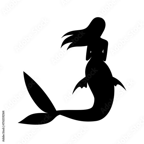 Mermaid Silhouette Vector Sea Swimming