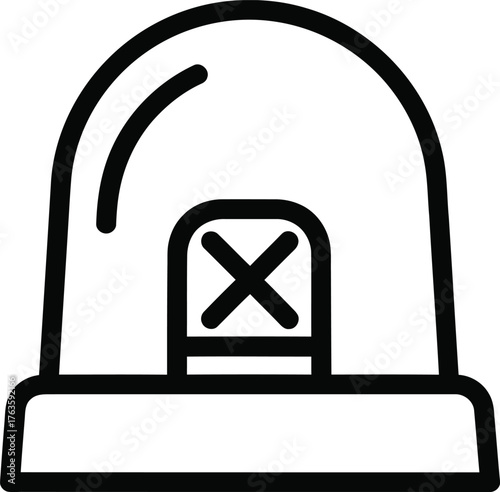 Emergency Siren Light Icon with Cross Mark Error Symbol in Outline Style Vector Illustration