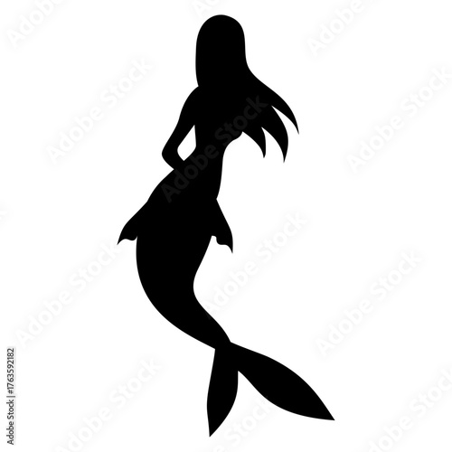 Mermaid Silhouette Vector Sea Swimming