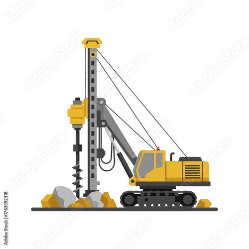 Heavy Duty Construction Drilling Machine on Crawler Tracks.