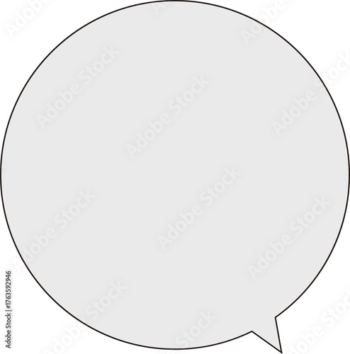 正円のふきだし。黒いラインにグレーのテキストスペース。シンプルで使いやすい。