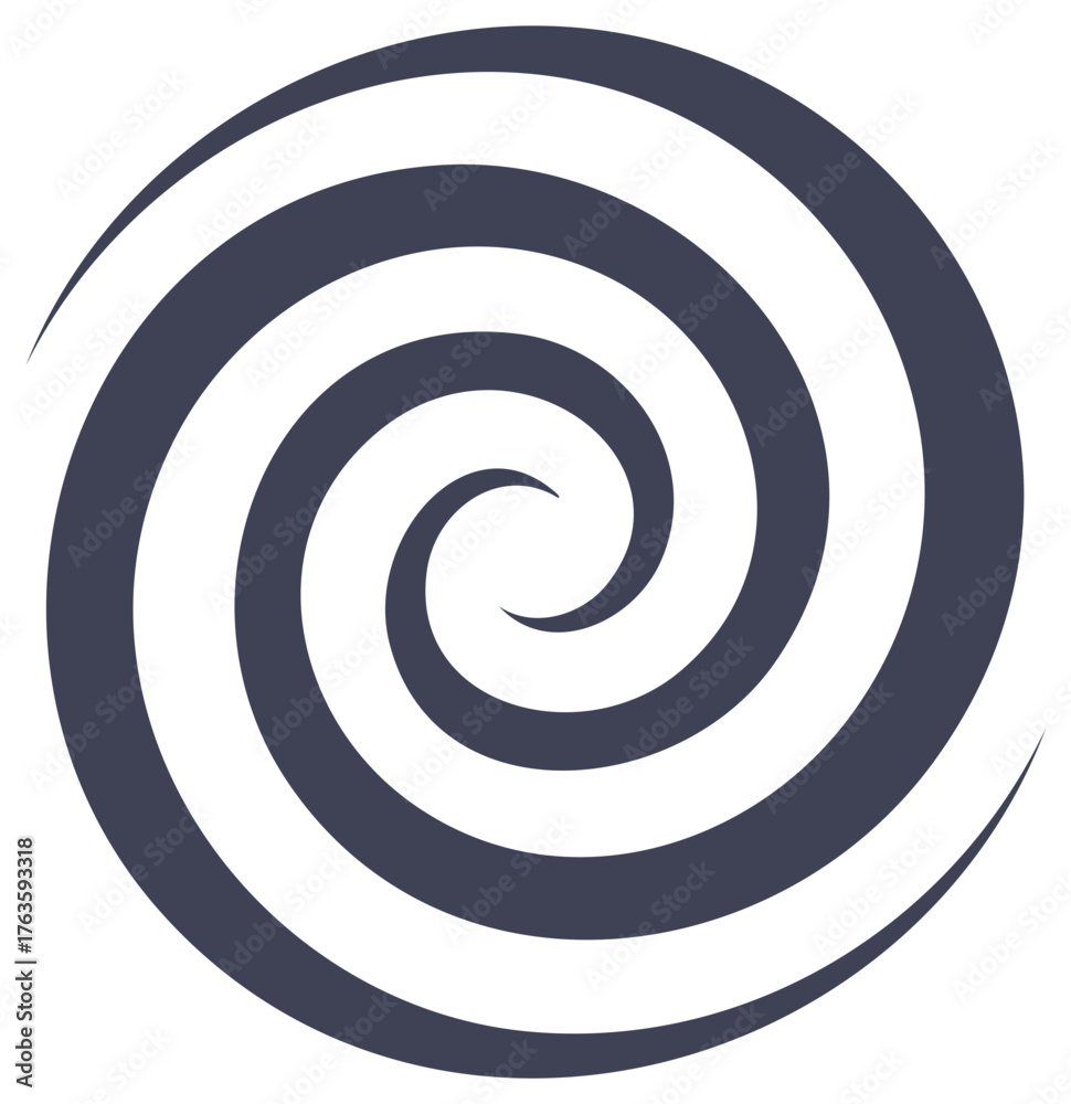 Naklejka premium Hypnotic dark grey and white spiral graphic abstract design element
