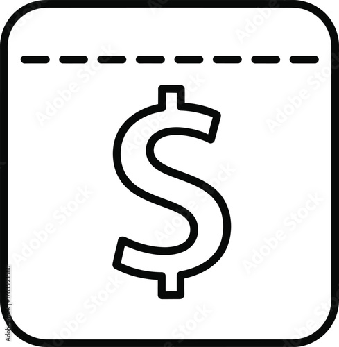 Dollar Bill or Coupon Outline Icon Finance Payment and Pricing Vector Graphic