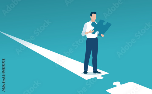 Solution. Career. The missing part to move forward. Vector concept illustration