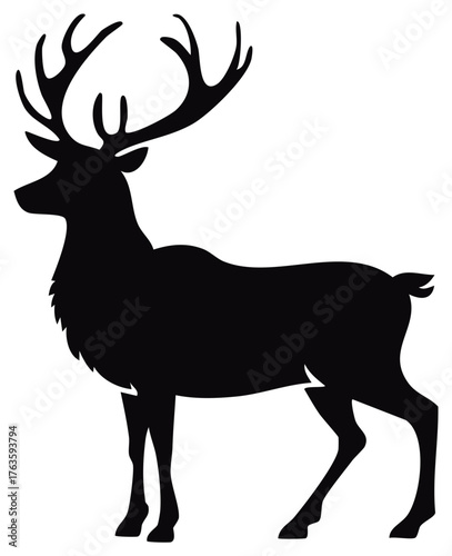 Silhouette of a Majestic Deer with Antlers A Standing Forest Animal