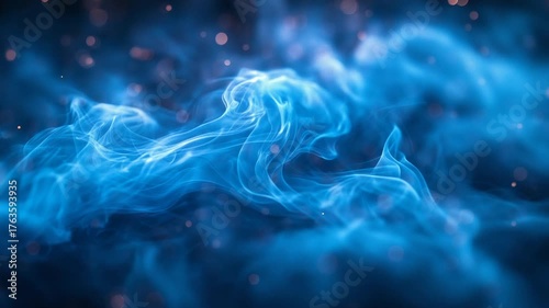 Ethereal Blue Smoke Flowing Through a Dark Background