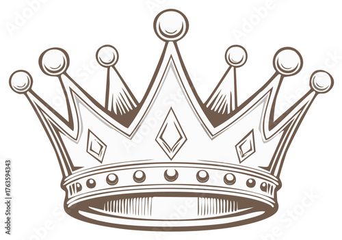 Elegant monochrome crown illustration, emblem of royalty, leadership, and majestic power
