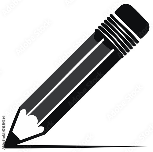 Black pencil with graphite tip drawing a line and eraser on the top