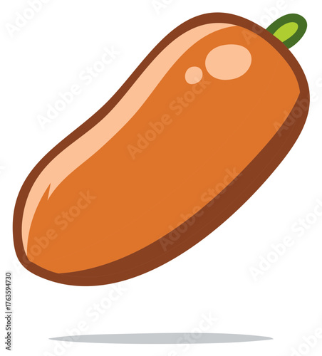 Cartoon illustration of a papaya fruit with green stem and brown outline.