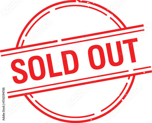 Red Grunge Sold Out Rubber Stamp Vector Illustration