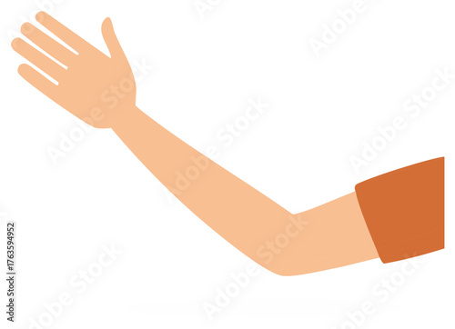 Human arm with open hand waving or reaching out in a simple flat illustration style