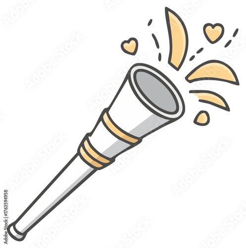 Spyglass telescope with hearts and stars emerging from lens