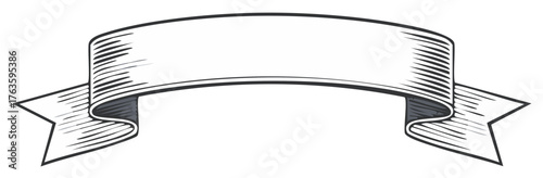 Vintage-style banner, ribbon with a retro, hand-drawn feel and space for text.