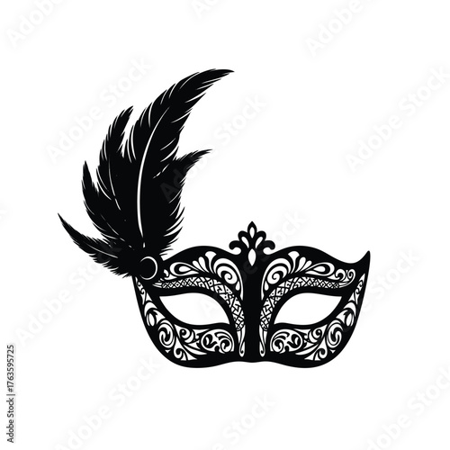vector silhouette of a mask with a white background