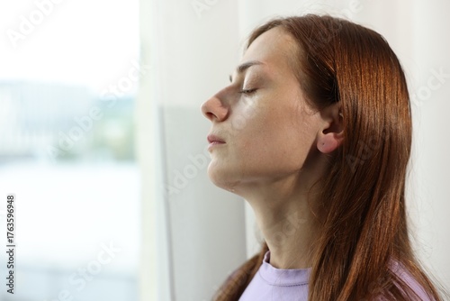 Free Download Frustrated woman at home, closeup. Space for text - GFXLoad