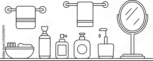 Bathroom Essentials Outline Vector