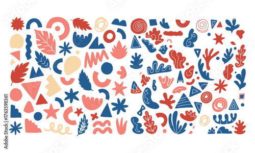 Whimsical abstract shapes and botanical elements for creative design projects