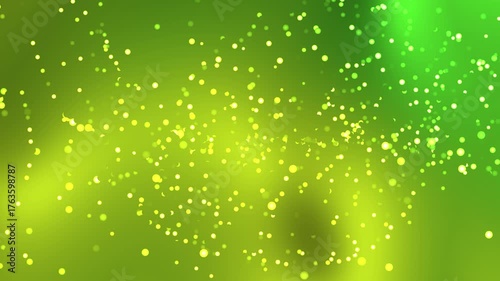 Green and yellow gradient background with rotating and moving flashing dots decoration