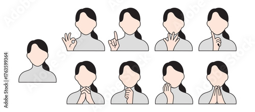 Sign Language Gestures Vector – Human Hand Communication Illustration