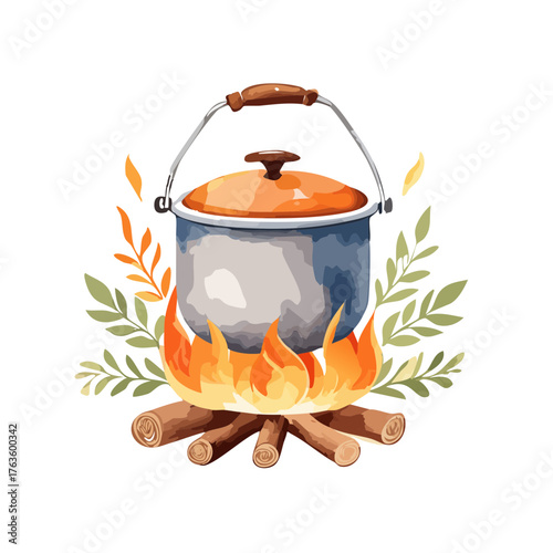 Camping Pot Watercolor