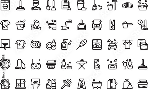 Cleaning and housekeeping icons High-Quality Vector Icons Collection with Editable Stroke. Ideal for Professional and Creative Projects