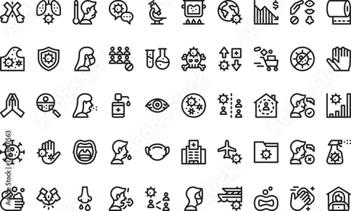 Coronavirus and pandemic icons High-Quality Vector Icons Collection with Editable Stroke. Ideal for Professional and Creative Projects