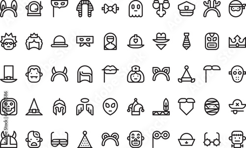 Costume party and celebration icons High-Quality Vector Icons Collection with Editable Stroke. Ideal for Professional and Creative Projects