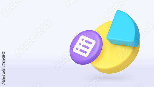 Business planning productivity analyzing 3d icon banner copy space vector illustration. Corporate commercial efficiency management marketing analysis statistic research chart graph control