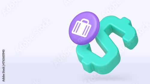 Business finance commercial profit dollar currency 3d icon banner copy space vector illustration. Commerce financial money savings investment banking service wealth deposit economy
