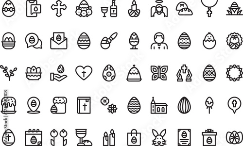 Easter day and celebration icons High-Quality Vector Icons Collection with Editable Stroke. Ideal for Professional and Creative Projects