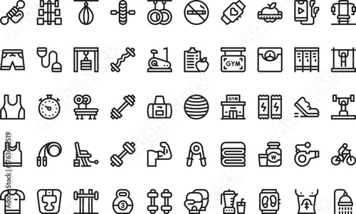 Fitness and gym icons High-Quality Vector Icons Collection with Editable Stroke. Ideal for Professional and Creative Projects