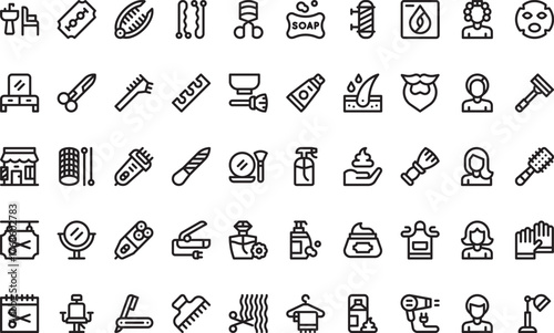 Hairdressing and barbershop icons High-Quality Vector Icons Collection with Editable Stroke. Ideal for Professional and Creative Projects