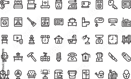Home stuff and furniture icons High-Quality Vector Icons Collection with Editable Stroke. Ideal for Professional and Creative Projects