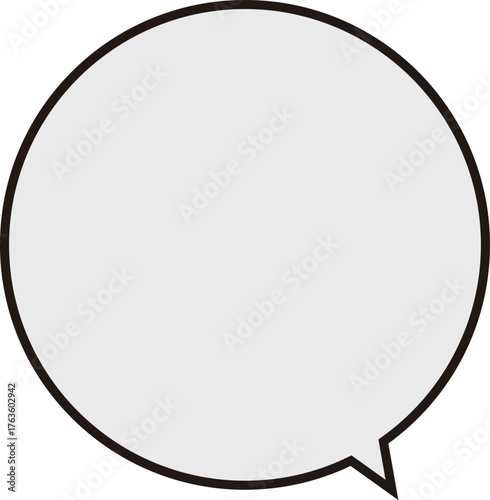 正円のふきだし。黒いラインにグレーのテキストスペース。シンプルで使いやすい。