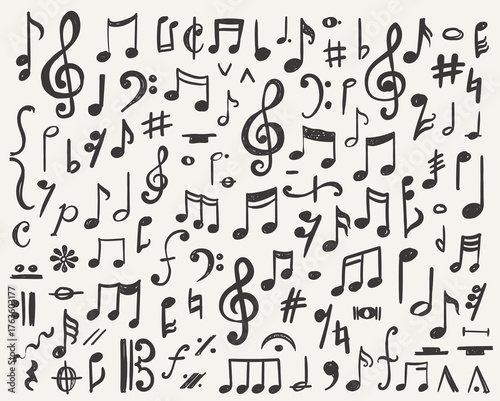 Hand -drawn music notes vector big collection