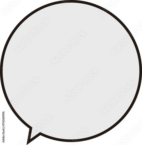 正円のふきだし。黒いラインにグレーのテキストスペース。シンプルで使いやすい。