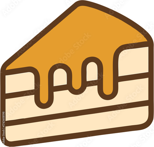 Delicious Slice of Cheesecake with Caramel Topping Illustration for Dessert Lovers