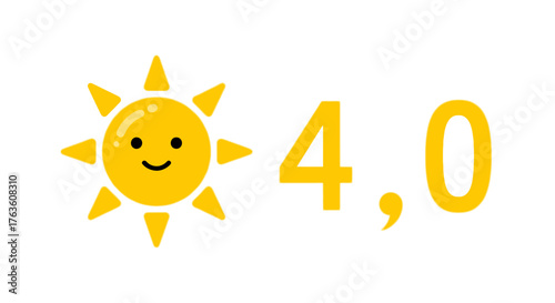 Bright Sun Smiley with Four Point Zero Version Number Design