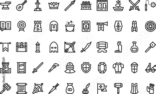 Medieval icons High-Quality Vector Icons Collection with Editable Stroke. Ideal for Professional and Creative Projects