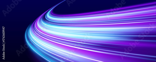 Blue and purple waveforms ripple across a dark backdrop like sound or signal waves. Bright neon accents enhance the tech atmosphere. Great for audio, signal, or AI visuals.