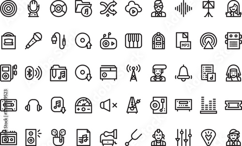 Music and instruments icons High-Quality Vector Icons Collection with Editable Stroke. Ideal for Professional and Creative Projects