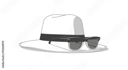 Summer Essential Elegant Hat and Sunglasses Vacation Accessory