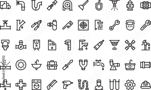 Plumber and repair icons High-Quality Vector Icons Collection with Editable Stroke. Ideal for Professional and Creative Projects
