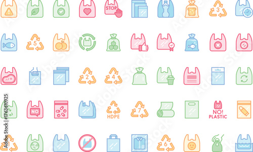 Poly and plastic bags icons High-Quality Vector Icons Collection with Editable Stroke. Ideal for Professional and Creative Projects