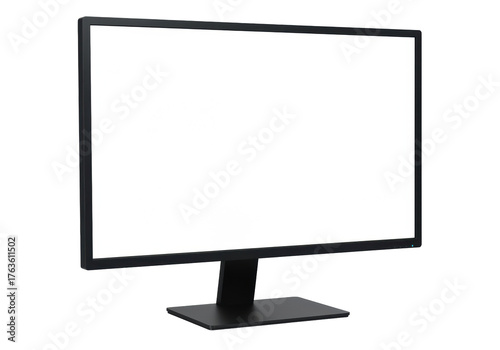 Foto Black computer monitor PNG isolated on transparent background, modern display sc