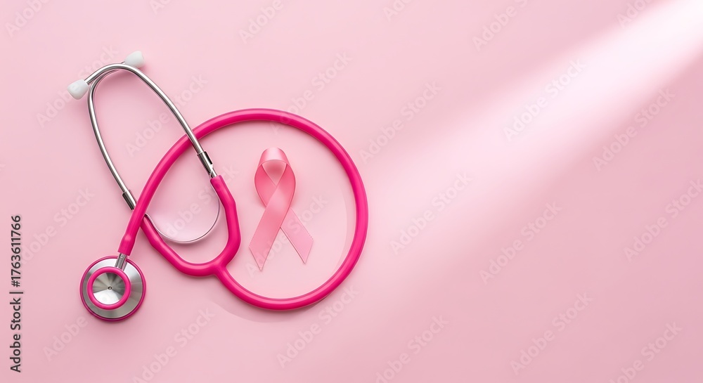 Fototapeta premium Breast cancer awareness ribbon icon background, background for breast cancer awareness campaign