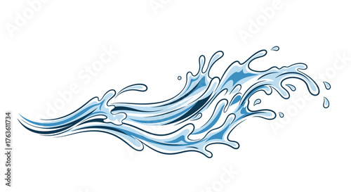 Stylized Water Splash Illustration Isolated Wave