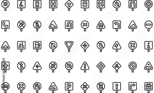 Signals and prohibitions icons High-Quality Vector Icons Collection with Editable Stroke. Ideal for Professional and Creative Projects
