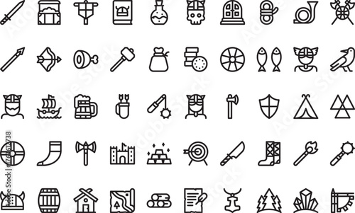 Viking and norse culture icons High-Quality Vector Icons Collection with Editable Stroke. Ideal for Professional and Creative Projects