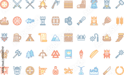 Viking and norse culture icons  High-Quality Vector Icons Collection with Editable Stroke. Ideal for Professional and Creative Projects